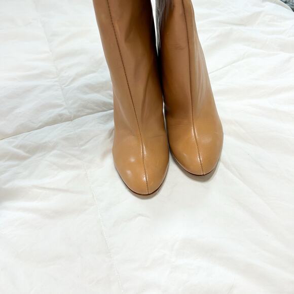 NIB Schutz Gabrielle Tan Leather Knee High Boots Block Heel Round Toe Size 5 - Picture 5 of 7